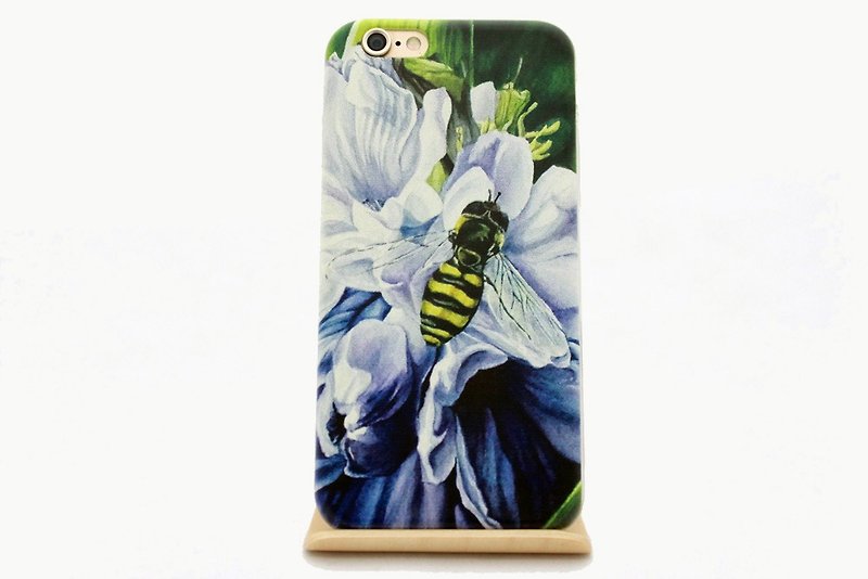 Hand-painted love series-Bee flower years-GUANG JUN (光军)-TPU mobile phone case - Phone Cases - Silicone Blue