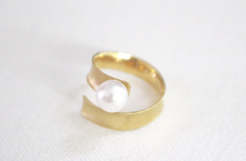 Akoya Pearl Ribbon Ring Gold Color - General Rings - Other Metals Gold