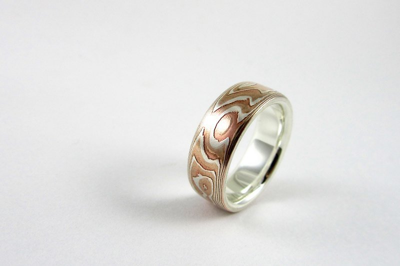 Element 47 Jewelry studio~ mokume gane ring 02 (silver/copper/shibuichi) - General Rings - Other Metals Multicolor
