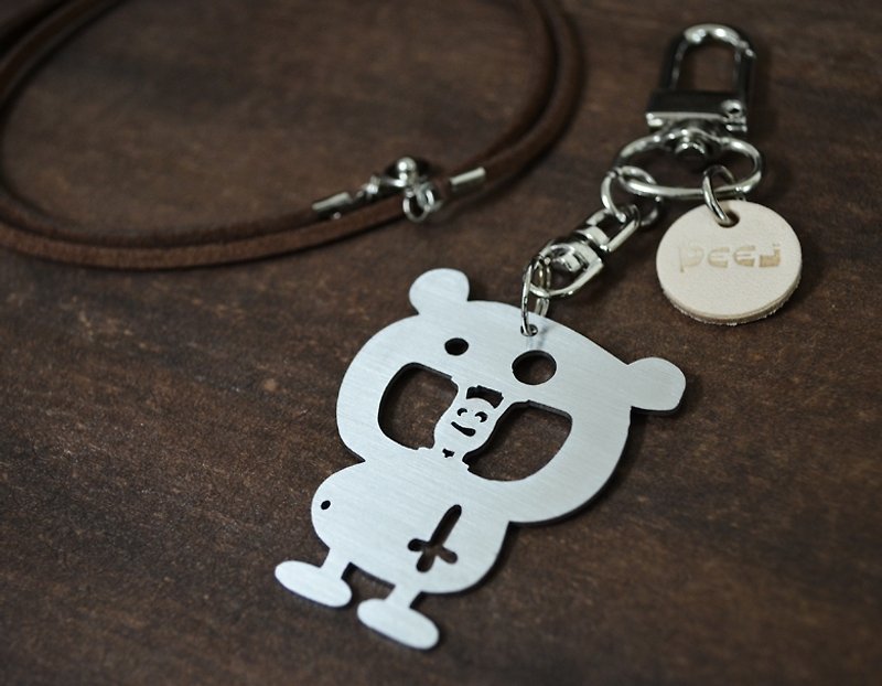 【Peej】"I Love to Eat" Stainless Steel Keychain - Keychains - Stainless Steel Gray