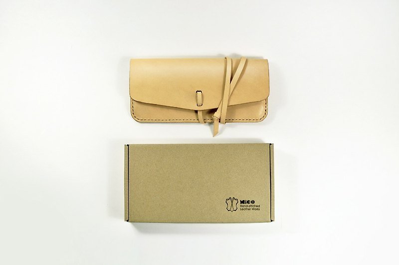MICO leather wrap long wallet - กระเป๋าสตางค์ - หนังแท้ สีส้ม
