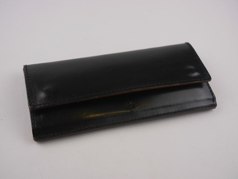 [YuYu] Classic Vintage Handmade Leather Long Clip - กระเป๋าสตางค์ - หนังแท้ สีดำ