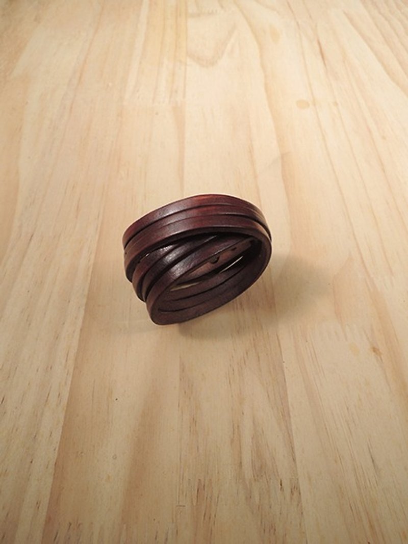 Handmade real leather bracelet classic classic series-calm brown - Bracelets - Genuine Leather Blue
