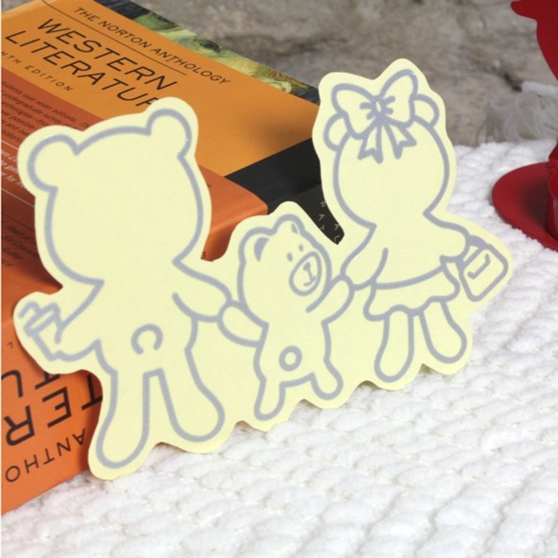 [Family Portrait Sticker] Reflective Sticker Happy Bear Three People Silver/Gold - Stickers - Paper Multicolor