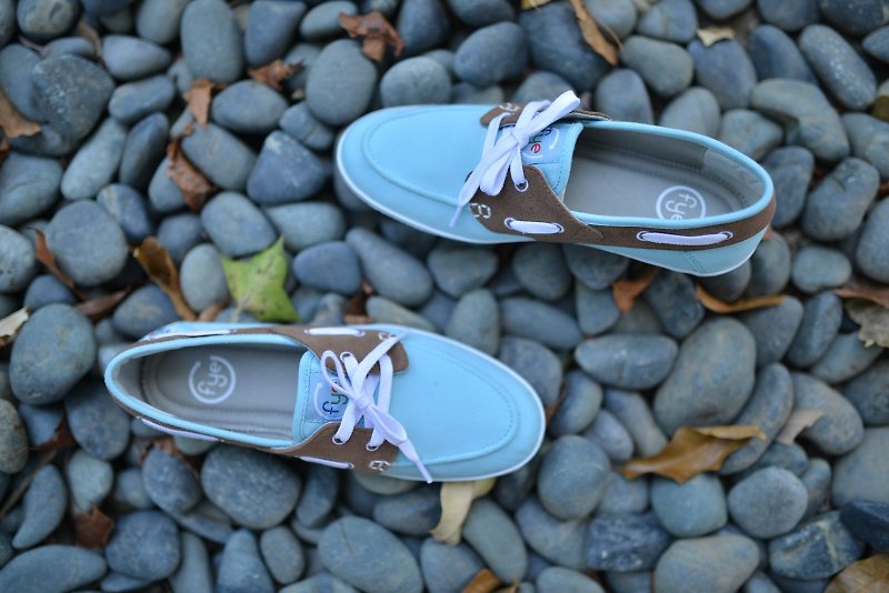 FYE France green light blue shoes boat shoes cocoa fiber Taiwan PET bottles (recycling concept, durable, does not break down) girls casual shoes --- simple ‧ leisure. - รองเท้าลำลองผู้หญิง - วัสดุอื่นๆ สีน้ำเงิน