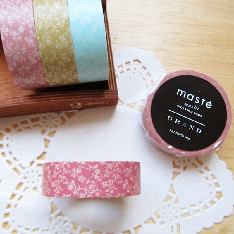 maste Masking Tape 和紙膠帶【小碎花-紅色 (MSG-MKT14-RE)】 - 紙膠帶 - 紙 紅色