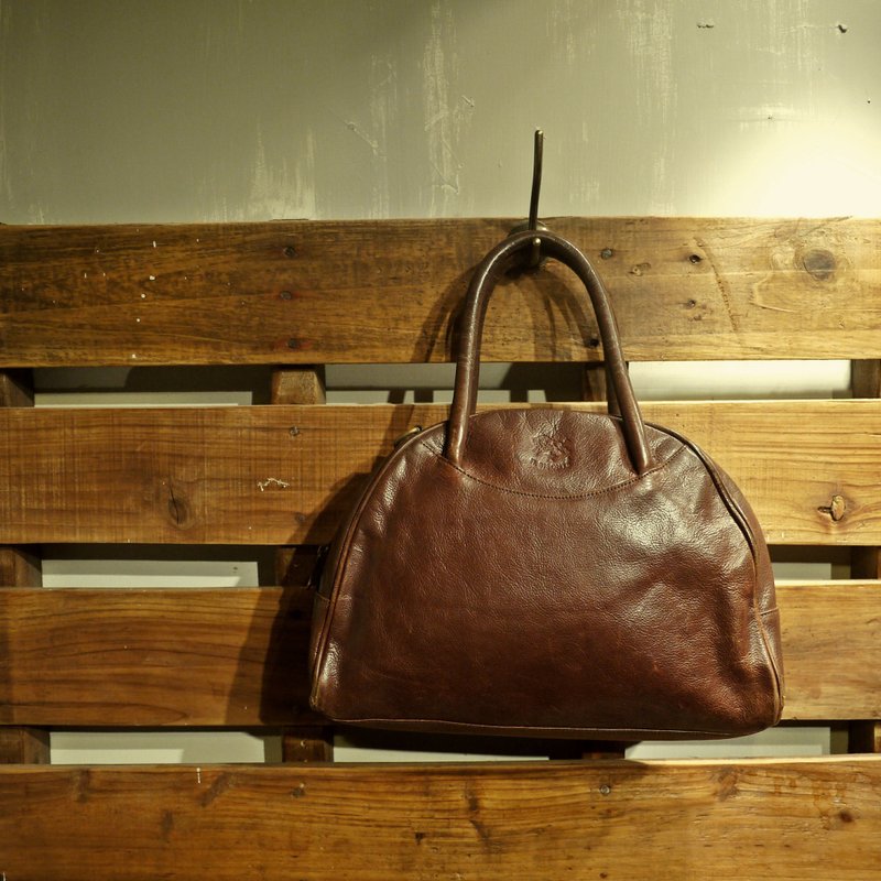 夕卡 Shika // Vintage bag 比利忌妒  IL BISONTE 經典皮革手提包 {A2-039} - 手提包/手提袋 - 其他材質 咖啡色