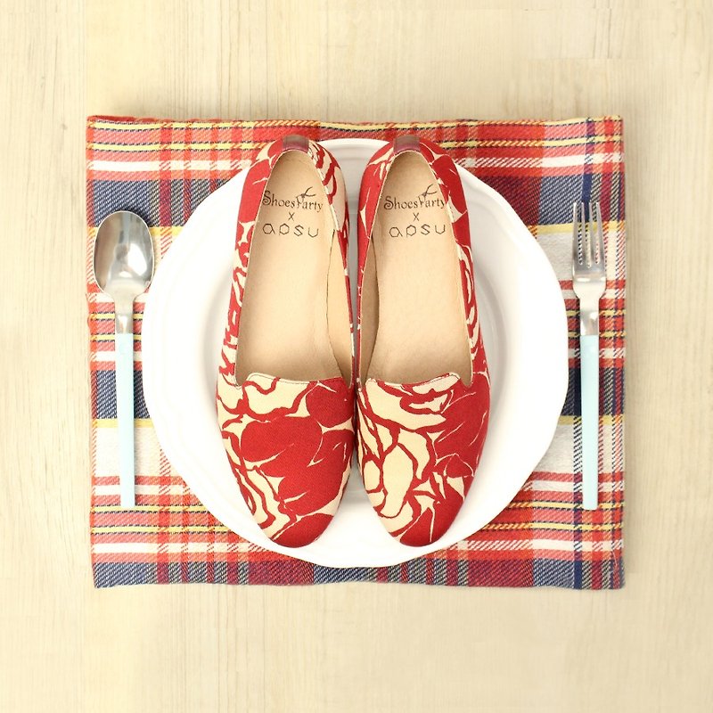 ----------Shoes Party---------- DANCE! My age Oubei La Diva / manual custom / Japanese cloth - รองเท้าบัลเลต์ - วัสดุอื่นๆ สีแดง