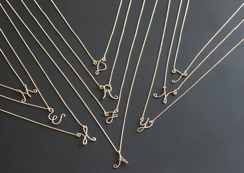 [14KGF] Custom Wire Letter Necklace - สร้อยคอ - โลหะ สีทอง