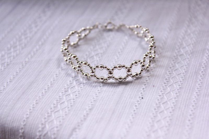 *hippie*  Infinity│Lace ImpressiCircle Beadwork Bracelet (100% Sterling Silver) - Bracelets - Other Metals Silver