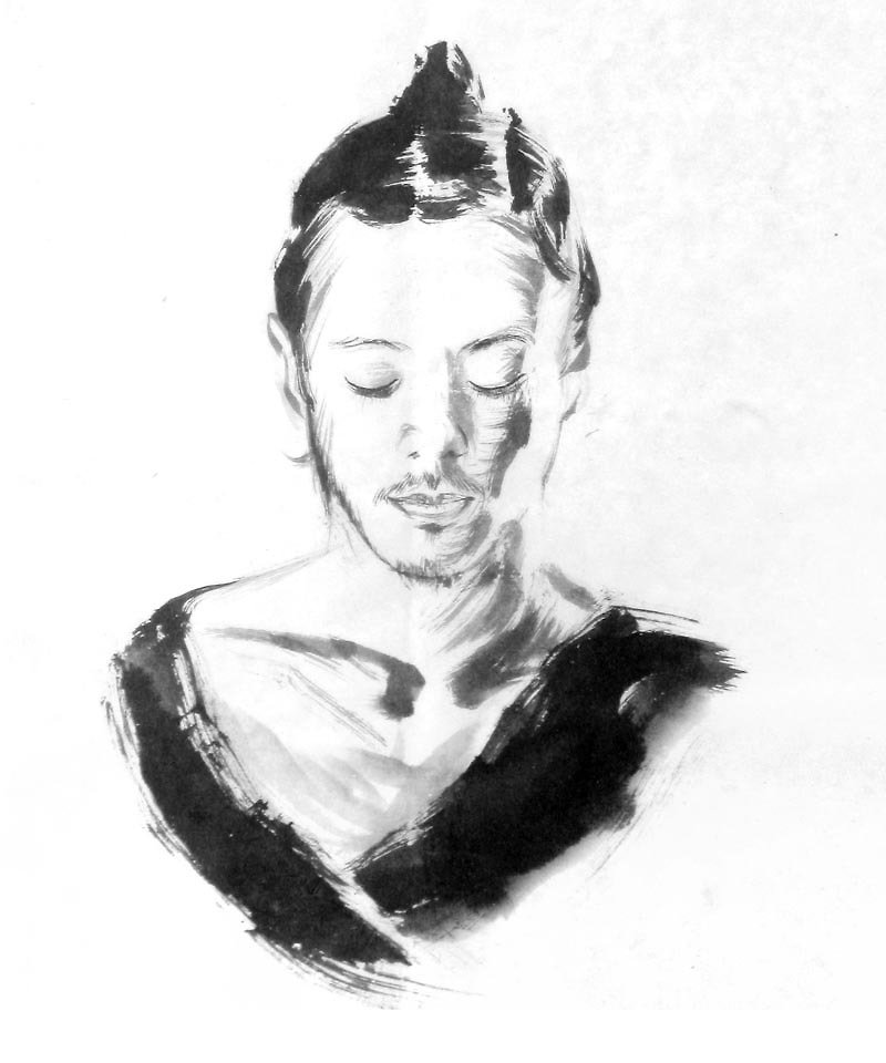 custom portraits - Chinese ink painting - BEING YOURSELF-NOW - Customized Portraits - Paper White