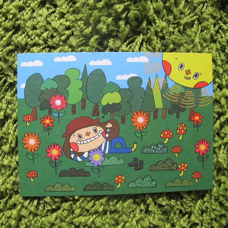 Flowers big nose postcard -Take A Rest - การ์ด/โปสการ์ด - กระดาษ สีเขียว