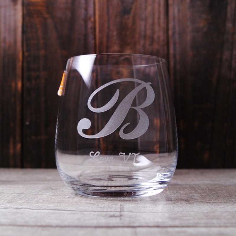 370cc [Italy RCR] Letters lead-free crystal glass wine glass lettering gift birthday custom - แก้วไวน์ - แก้ว สีนำ้ตาล