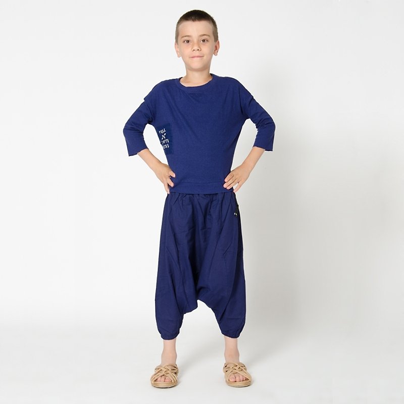 Swedish Organic Cotton Breathable Wide Pants 3-4 Years Old Dark Blue - Pants - Cotton & Hemp Blue