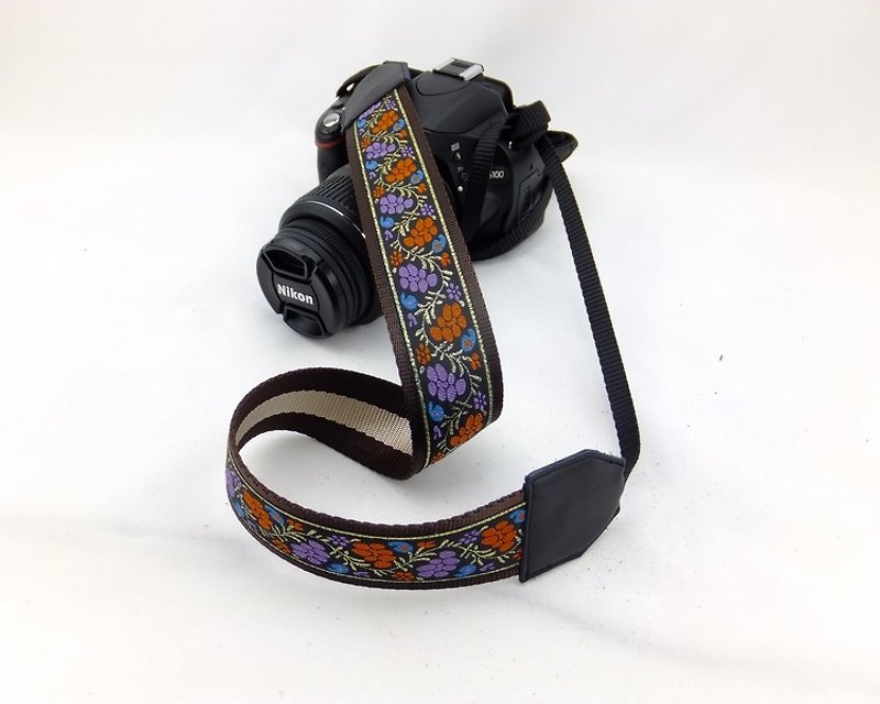 相機背帶 個性客製 可印字 真皮拼接 刺繡花紋  民族風030 - 相機帶/腳架 - 真皮 多色