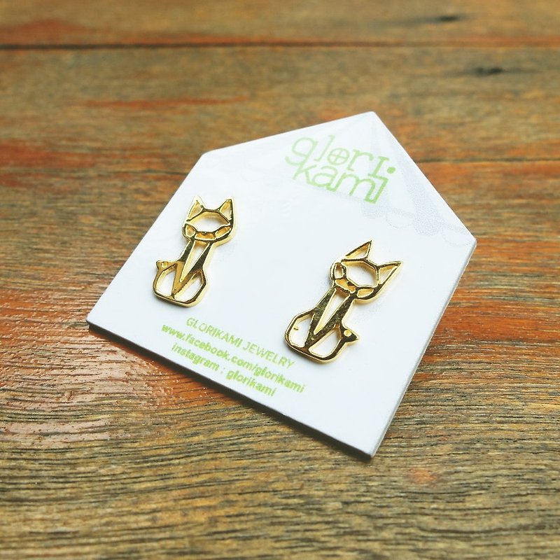 Glorikami Cat Origami Earrings - Earrings & Clip-ons - Other Metals 