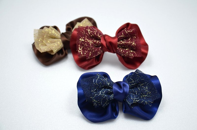 Gold bow yarn rounded edges - Hair Accessories - Other Materials 