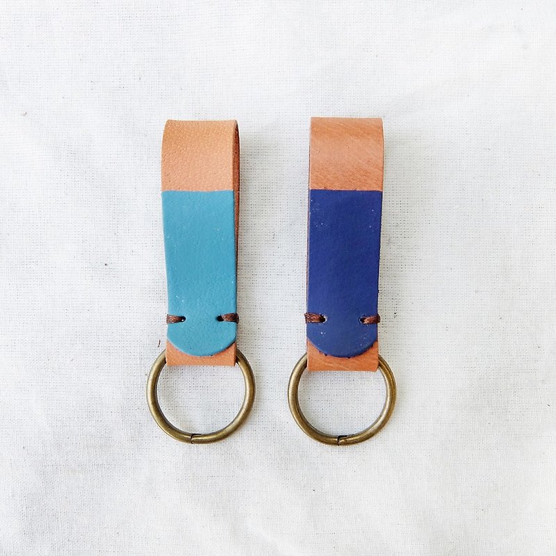 Key ring : color dipping leather - Keychains - Genuine Leather Blue