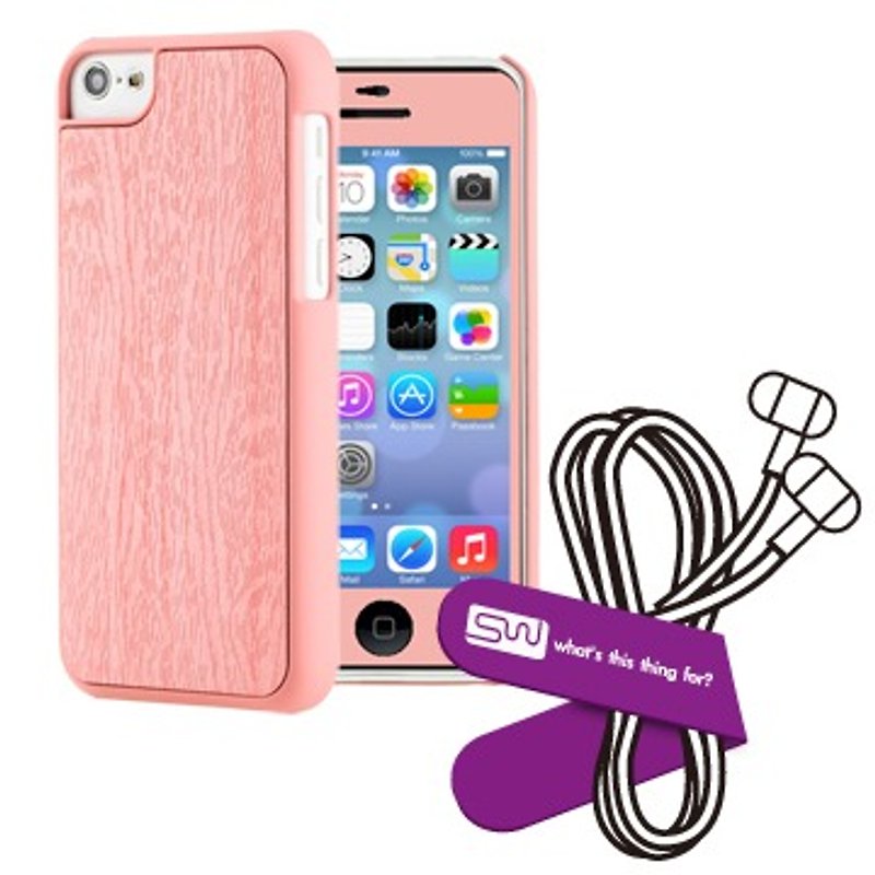 SIMPLE WEAR iPhone 5C 森林系木紋保護殼組合 - 粉 (4716779653465) - 手機殼/手機套 - 木頭 粉紅色