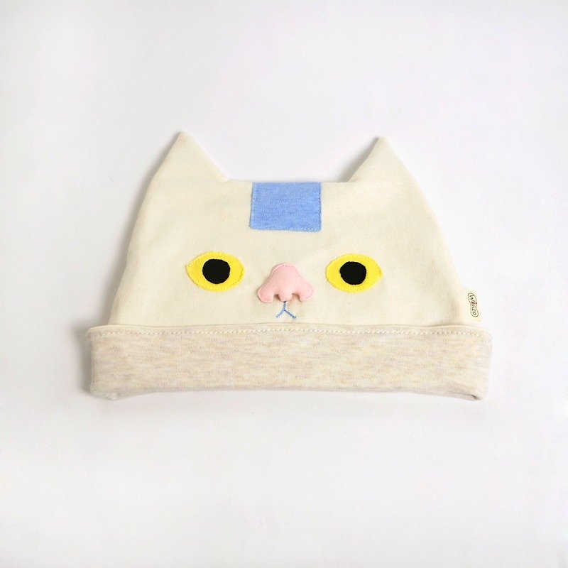 粉鼻神氣貓 有機棉嬰兒帽 - 圍兜/口水巾 - 棉．麻 