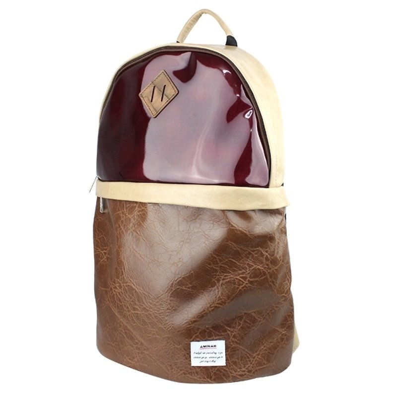 AMINAH- wine red mirrored pig nose backpack [am-0255] - Backpacks - Faux Leather Red