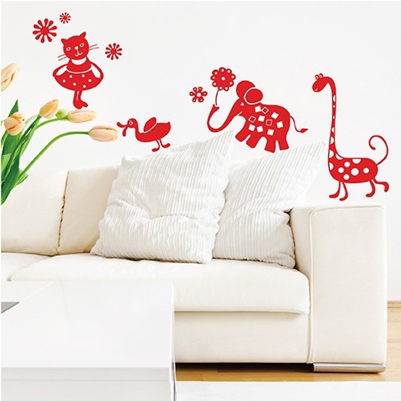 《Smart Design》創意無痕壁貼◆動物花園A - 裝飾/擺設  - 塑膠 紅色
