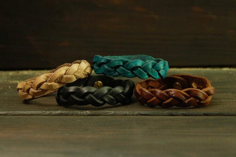 [METALIZE] Leather Plait Bracelet Basic Woven Leather Bracelet - Bracelets - Genuine Leather 
