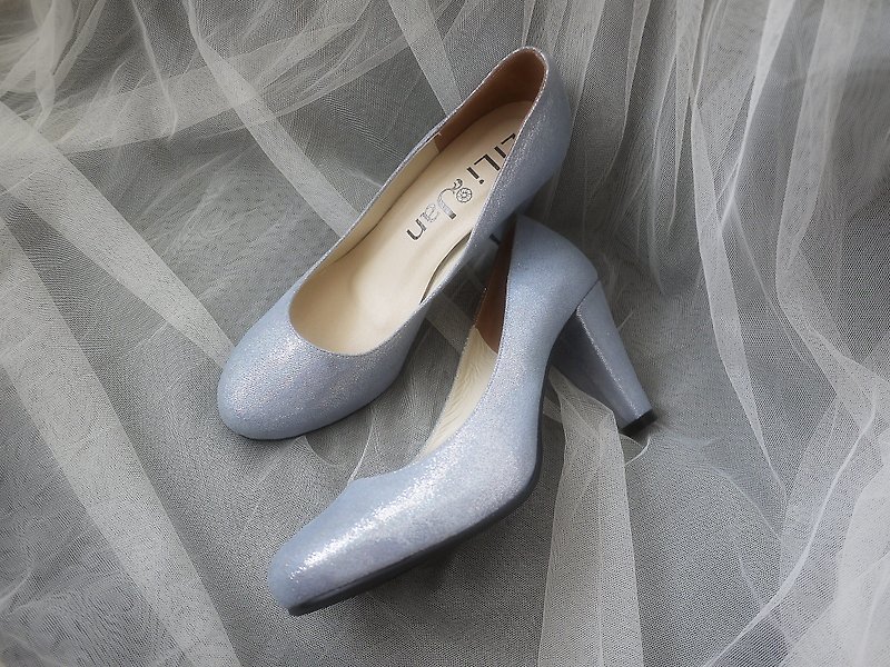 Walking happy marriage classic full leather heel _ (Jinyu 25) Galaxy shine - รองเท้าอ็อกฟอร์ดผู้หญิง - หนังแท้ สีเทา