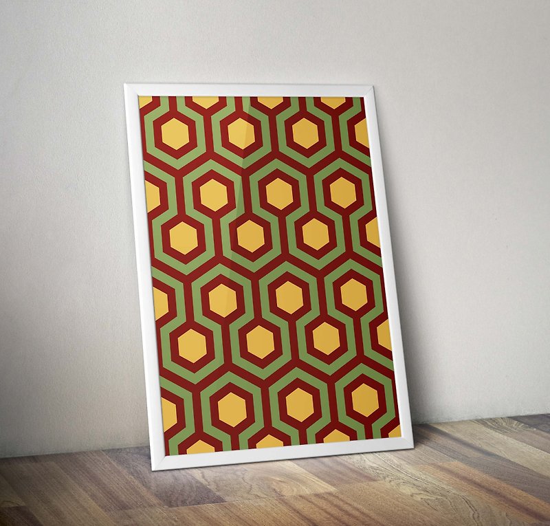 Retro geometric poster _ hexagon - Posters - Paper Brown