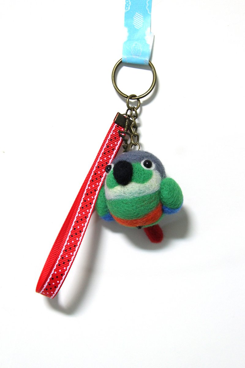 Rolia's hand-made small sun parrot wool felt pendant (can be customized in various colors) - Keychains - Wool Multicolor
