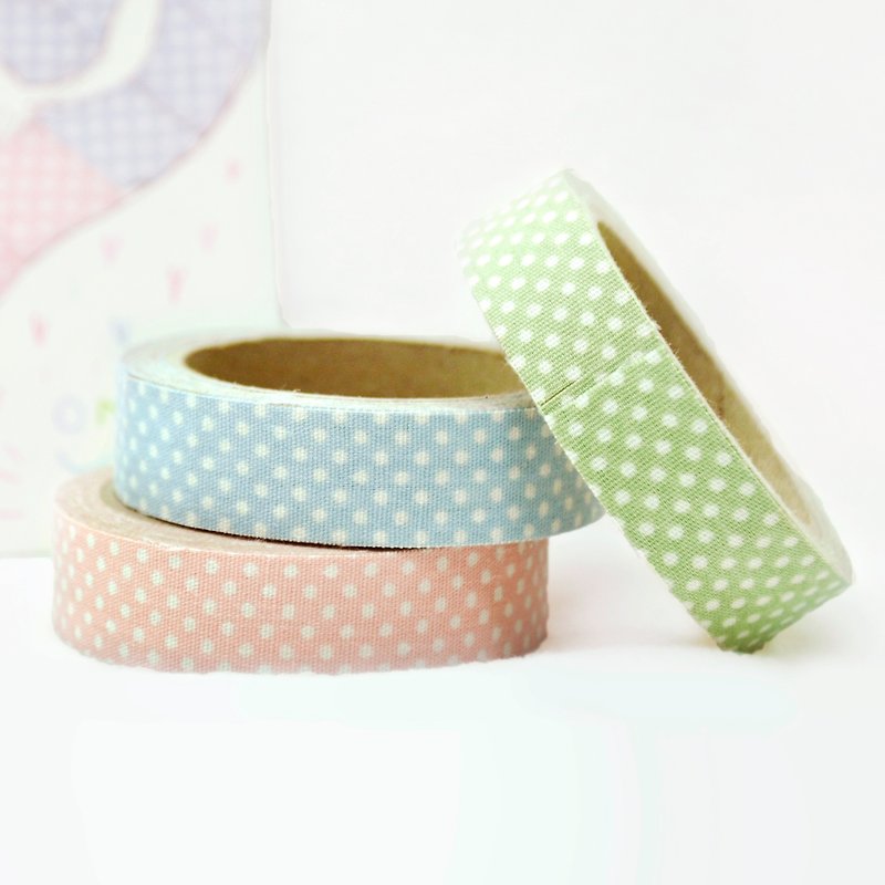 Cloth tape-geometric classic water jade [small white dots] / pink/green/blue - Washi Tape - Other Materials Blue