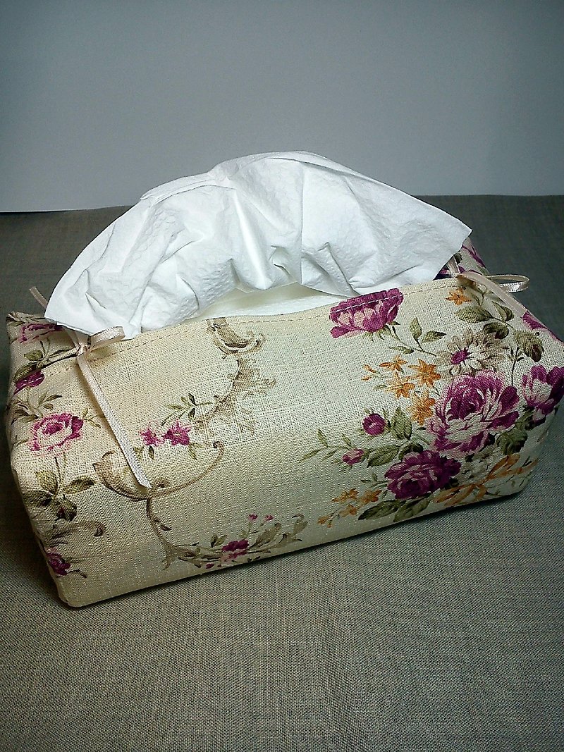 袋裝抽取式面紙套 古典花兒2  - 其他 - 棉．麻 白色