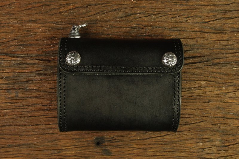 MT LIMITED EDITION- NO.004 Wallet(Silver) 雕花釦基本款短夾(純銀扣版) - 長短皮夾/錢包 - 真皮 
