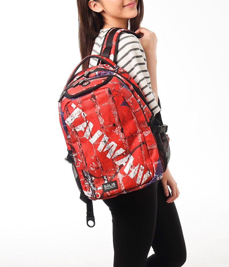 【Taiwanese Flag Series】13'' Basic Laptop Backpack - กระเป๋าแล็ปท็อป - เส้นใยสังเคราะห์ สีแดง