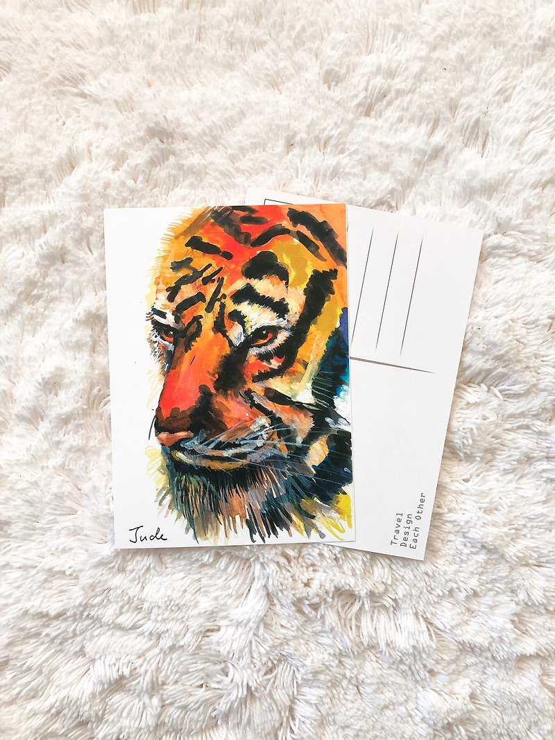 Animal Postcard Colorful Tiger - Cards & Postcards - Other Materials Multicolor