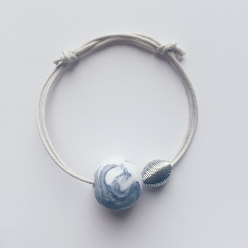 米白水墨輕黏土手鍊●Ink Style Bracelet● - 手鍊/手環 - 黏土 藍色