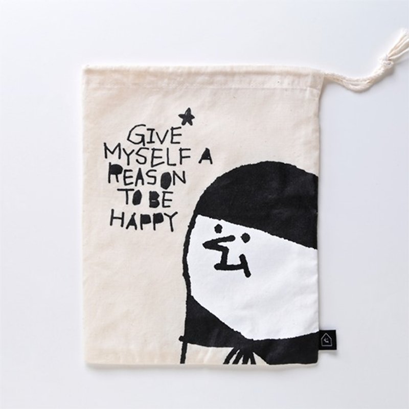 Give yourself a happy reason / medium storage bag - Toiletry Bags & Pouches - Other Materials Black