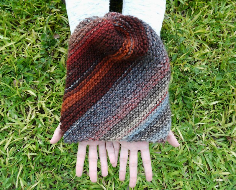 Handmade knitted woolen hat-maple leaf color/dwarf fairy tale hat/New Year/gift - หมวก - วัสดุอื่นๆ สีส้ม