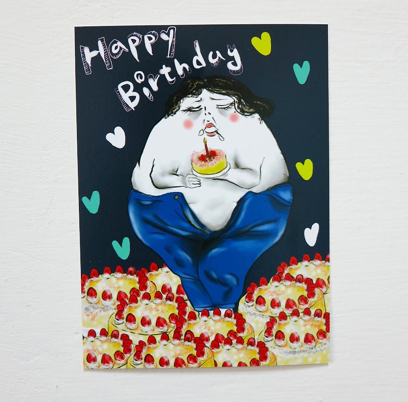 パンツがはち切れるほど　 Happy Birthday 誕生日カード - カード・はがき - 紙 ブルー