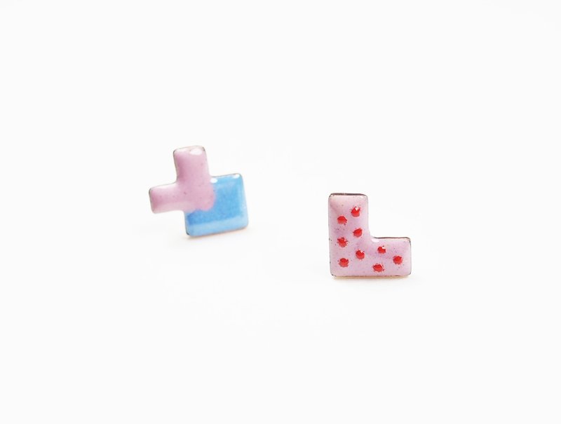 Simple Love Earrings 簡單愛造型琺瑯耳環(粉紫) - 耳環/耳夾/耳骨夾 - 其他金屬 粉紅色