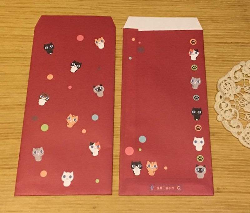 【猫の手作りの小さな食料品X] 2016キティ赤い封筒に-6 - ご祝儀袋・ポチ袋 - 紙 レッド
