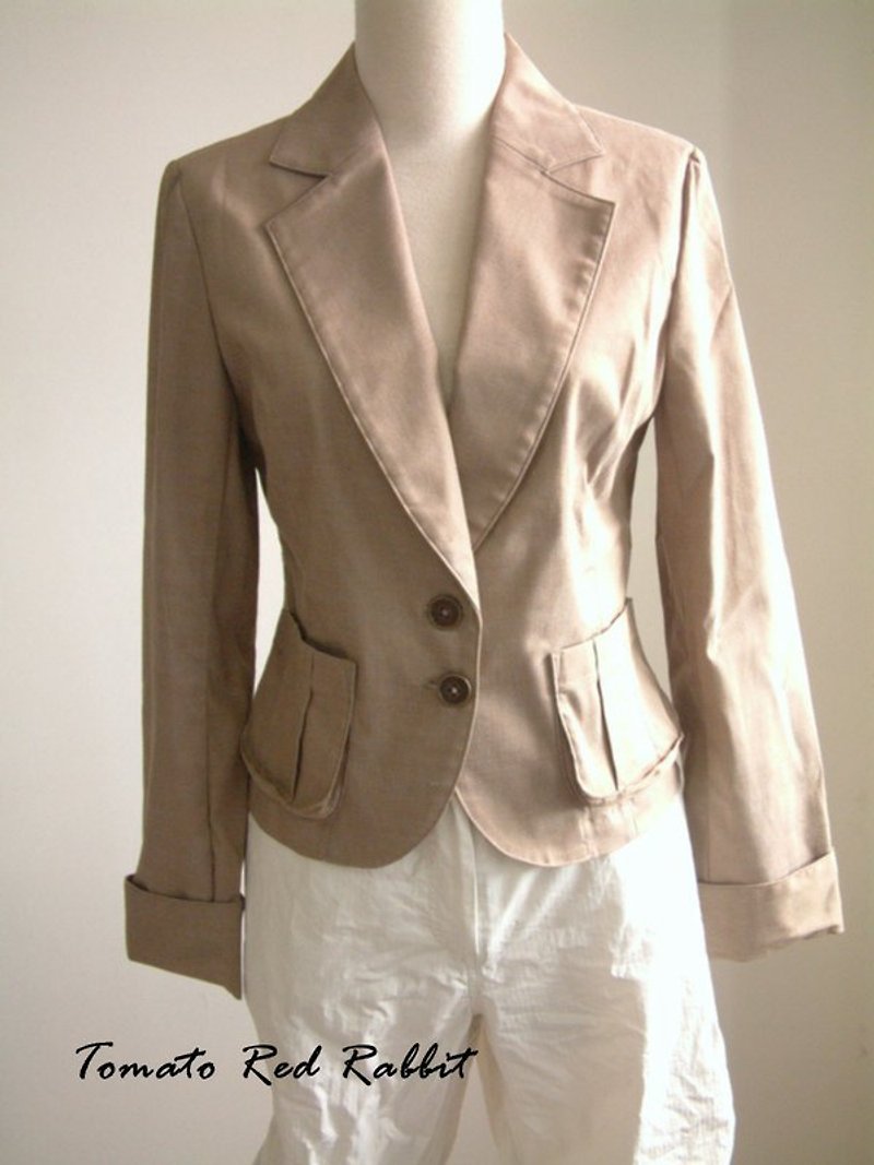 Casual Khaki blazer - เสื้อสูท/เสื้อคลุมยาว - วัสดุอื่นๆ สีทอง