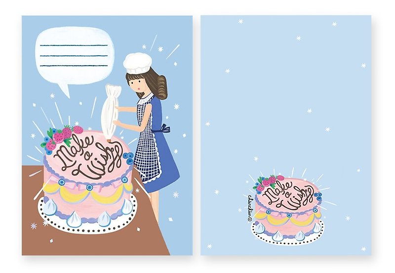 Chienchien - Make a wish illustration postcard / card - การ์ด/โปสการ์ด - กระดาษ 