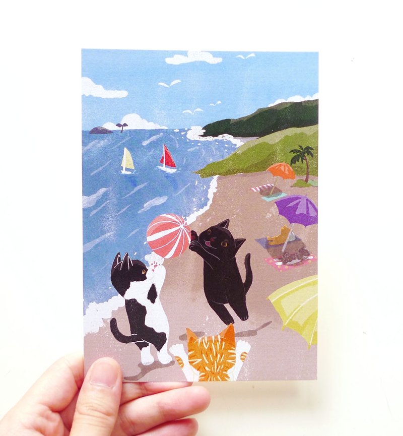 明信片-夏天我們去海邊玩 - 卡片/明信片 - 紙 藍色