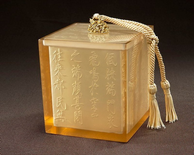 "Chinese style jewelry storage box" Inner Yin text square water glass lid jar/jewelry box/jewelry box - กล่องเก็บของ - พลาสติก หลากหลายสี
