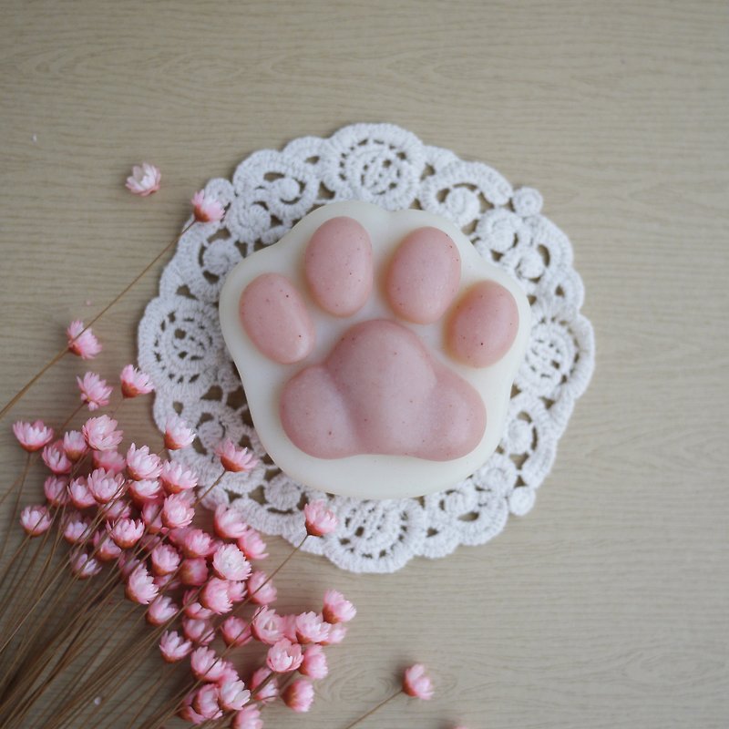 Shea Butter Cat Paw Soap (For Body) - Peach - Body Wash - Plants & Flowers White