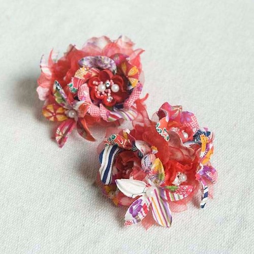 MITHX 【MITHX】櫻福,花宴,小側夾胸針,造型髮飾-紅