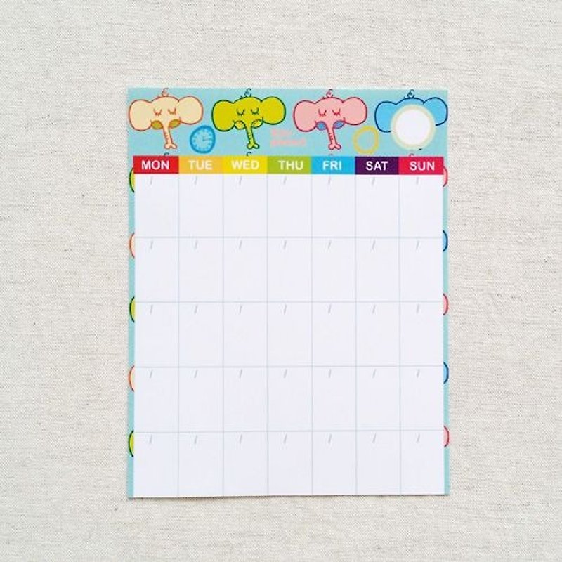 1212 Calendars fun design stickers - Elephant Baby - ปฏิทิน - กระดาษ สีเขียว