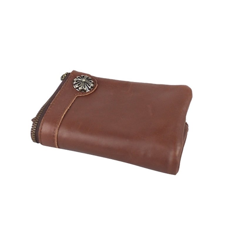 AMINAH-Brown leather wallet imported from Japan [am-0267] - Wallets - Genuine Leather Brown