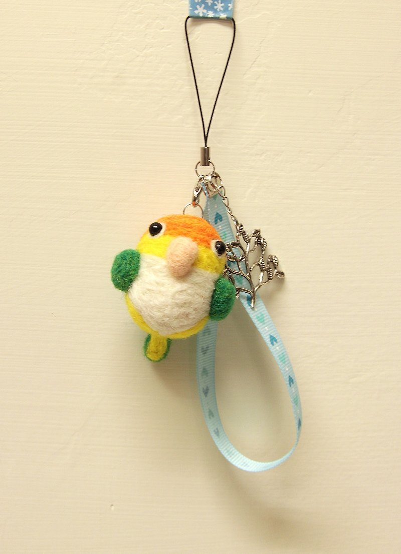 Rolia's Handmade Gold Head Keck Parrot Wool Felt Charm (can be customized) - Keychains - Wool Yellow